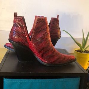 Jeffrey Campbell Free People Red Snakeskin Boots